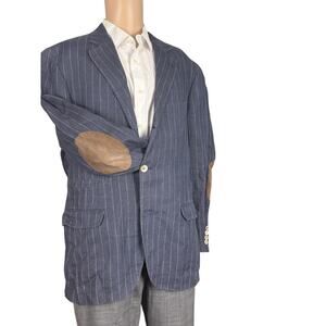 Brunello Cucinelli Navy 100% Linen Striped Sport Jacket IT 54/ US 54 Men’s